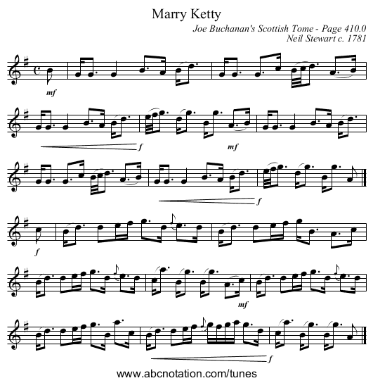 Marry Ketty - staff notation