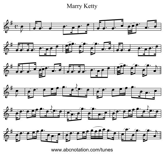 Marry Ketty - staff notation