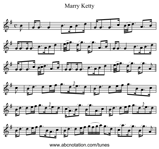 Marry Ketty - staff notation