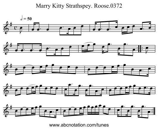 Marry Kitty Strathspey. Roose.0372 - staff notation