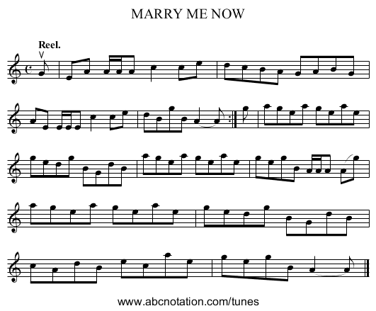 MARRY ME NOW - staff notation