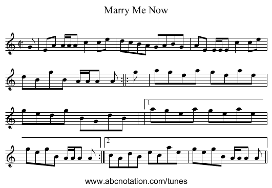 Marry Me Now - staff notation