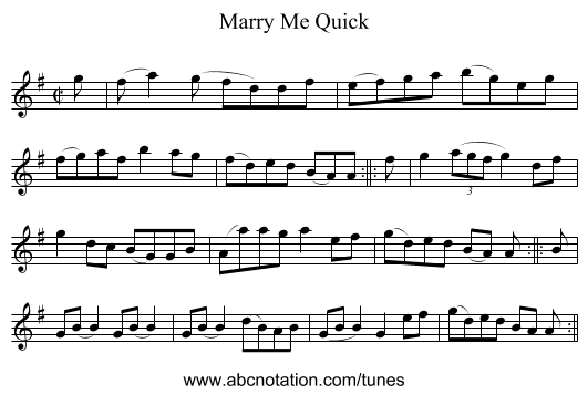 Marry Me Quick - staff notation