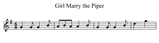 Marry the Piper, Girl - staff notation