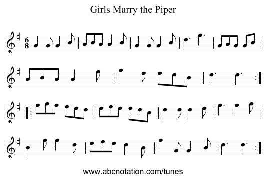 Marry the Piper, Girls - staff notation