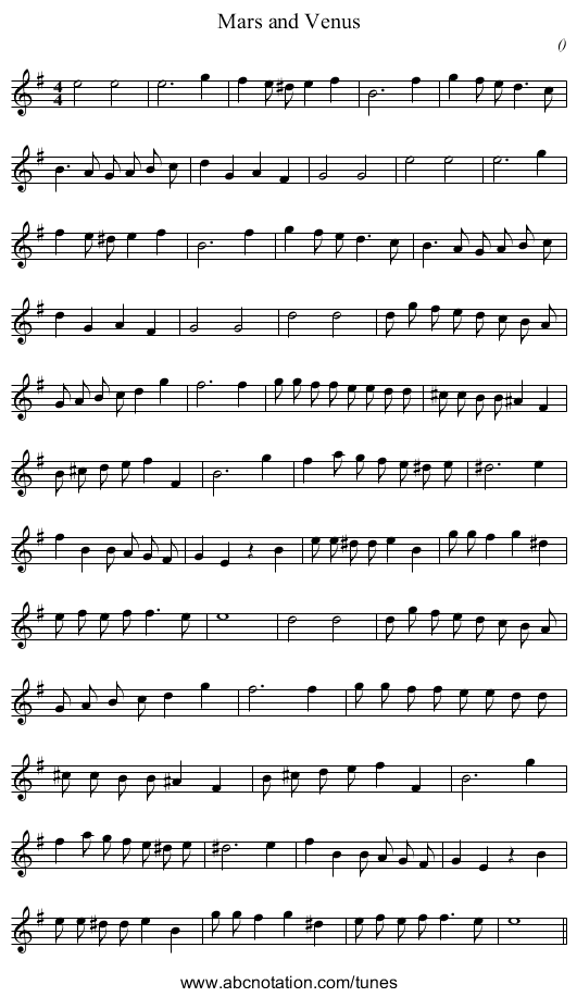Mars and Venus - staff notation