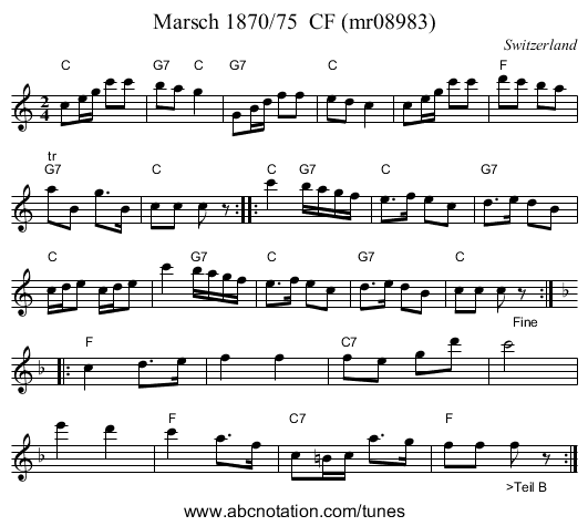 Marsch 1870/75  CF (mr08983) - staff notation