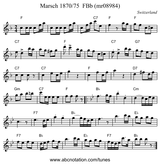 Marsch 1870/75  FBb (mr08984) - staff notation