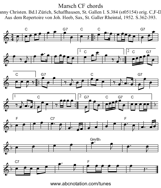 Marsch CF chords - staff notation