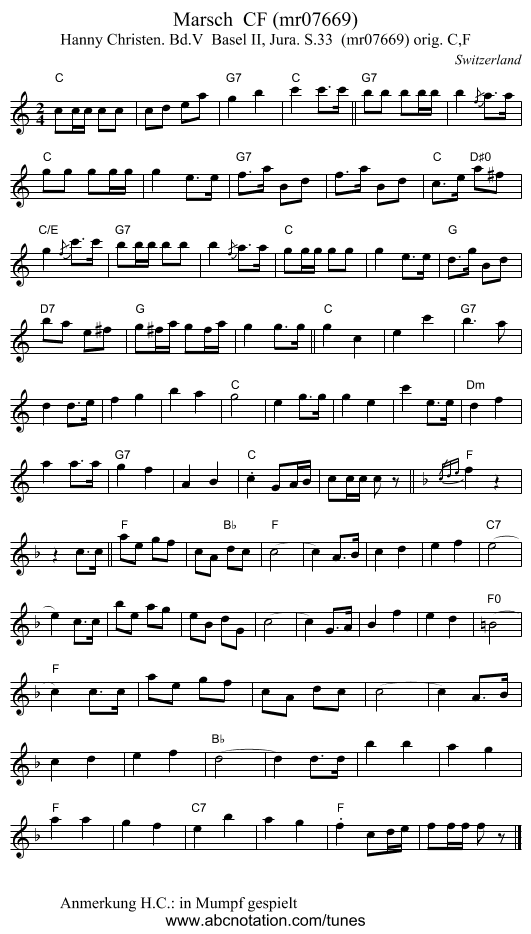 Marsch  CF (mr07669) - staff notation