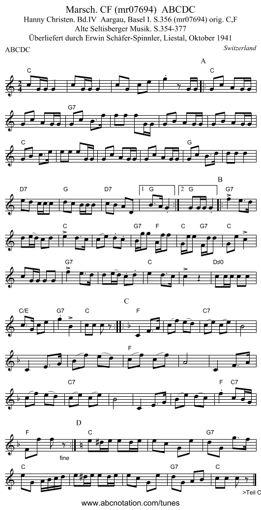 Marsch. CF (mr07694)  ABCDC - staff notation