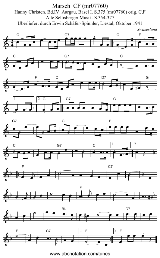 Marsch  CF (mr07760) - staff notation