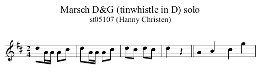 Marsch D&G (tinwhistle in D) solo - staff notation