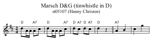 Marsch D&G (tinwhistle in D) - staff notation