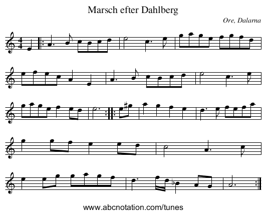 Marsch efter Dahlberg - staff notation