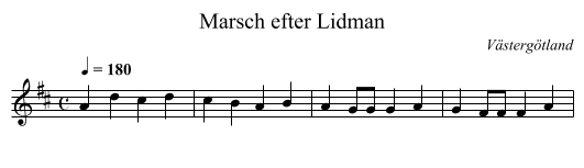 Marsch efter Lidman - staff notation