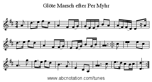 Marsch efter Per Myhr, Glöte - staff notation