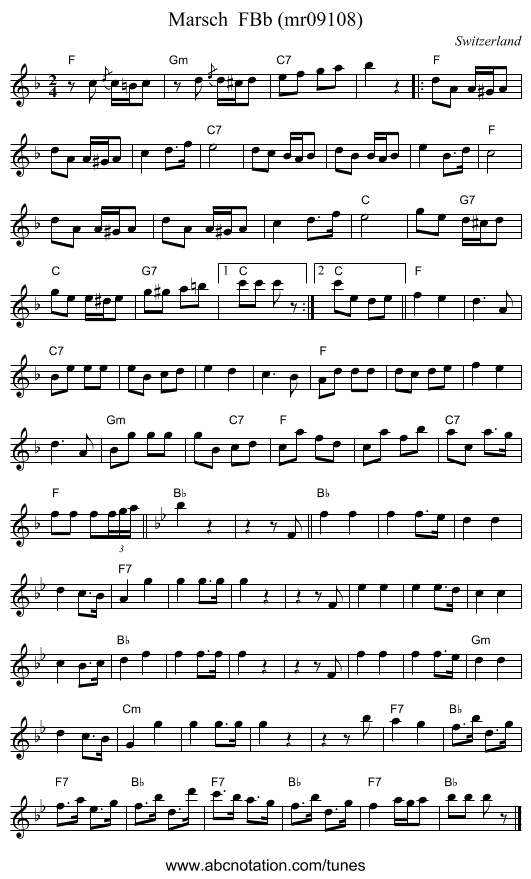 Marsch  FBb (mr09108) - staff notation