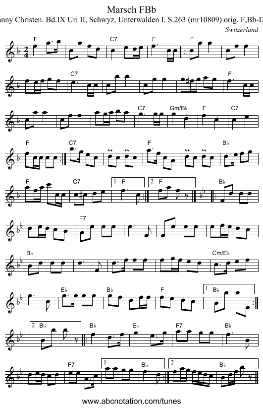 Marsch FBb - staff notation