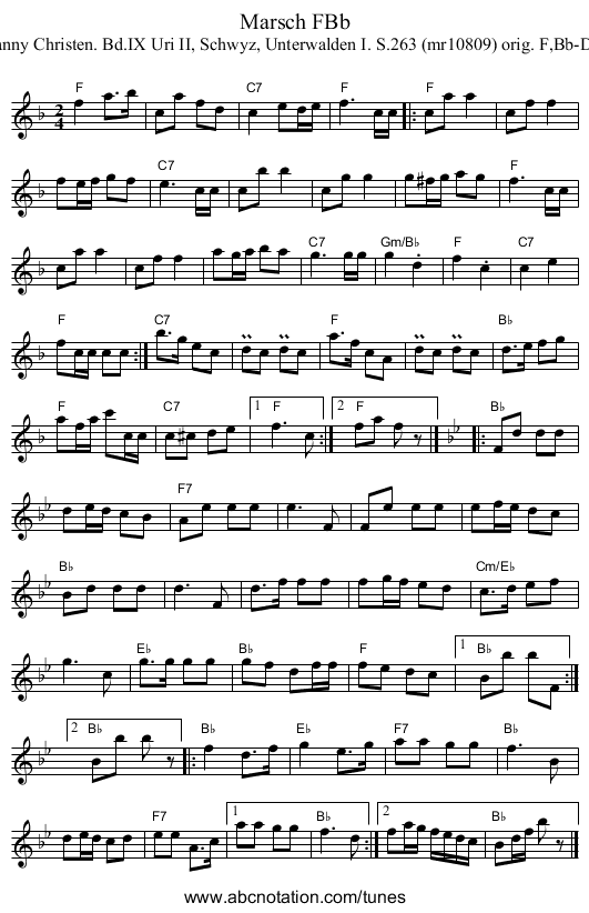 Marsch FBb - staff notation