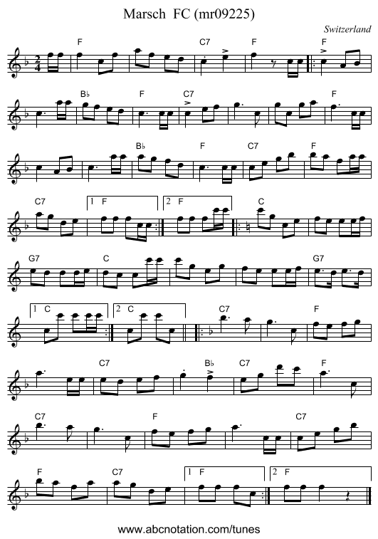 Marsch  FC (mr09225) - staff notation