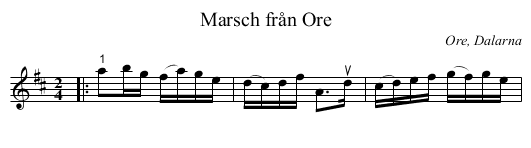 Marsch från Ore - staff notation