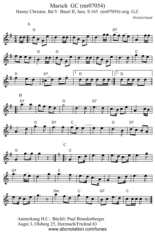 Marsch  GC (mr07054) - staff notation