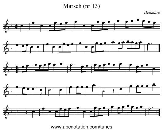 Marsch (nr 13) - staff notation