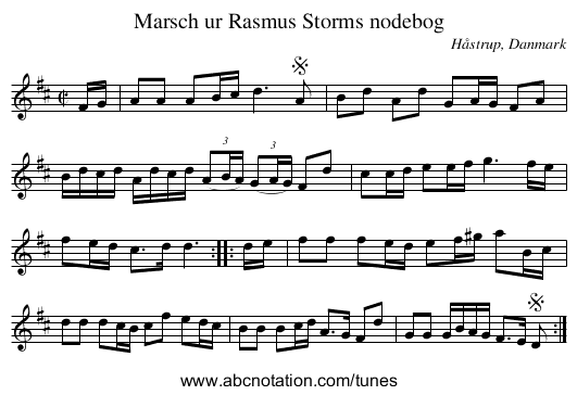 Marsch ur Rasmus Storms nodebog - staff notation