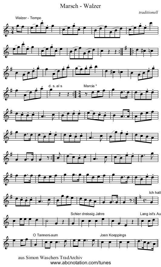 Marsch - Walzer - staff notation