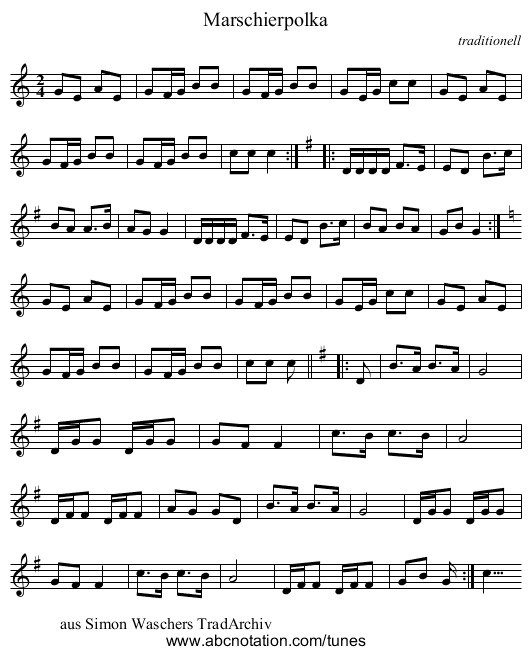 Marschierpolka - staff notation