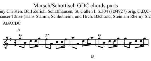 Marsch/Schottisch GDC chords parts - staff notation