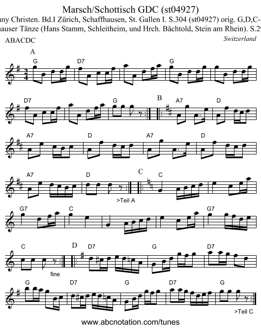 Marsch/Schottisch GDC (st04927) - staff notation