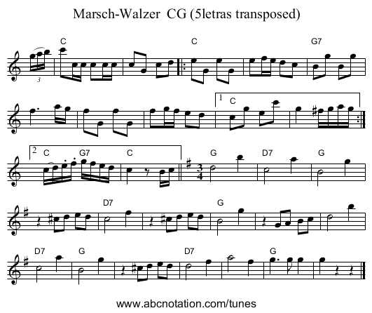 Marsch-Walzer CG (5letras transposed) - staff notation