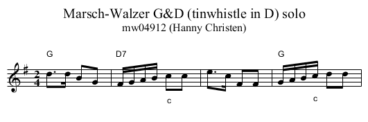 Marsch-Walzer G&D (tinwhistle in D) solo - staff notation