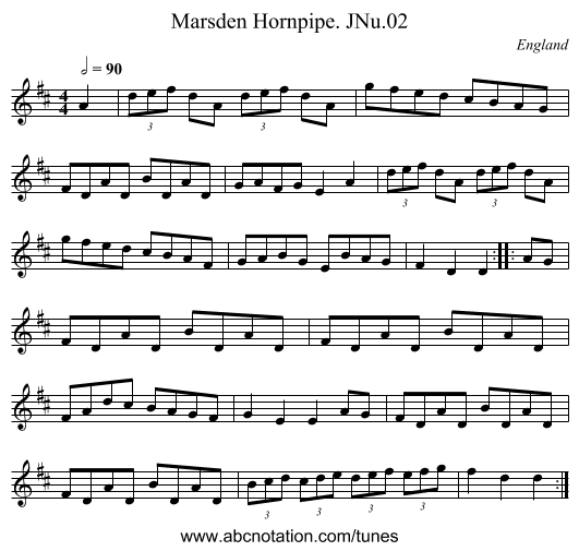 Marsden Hornpipe. JNu.02 - staff notation
