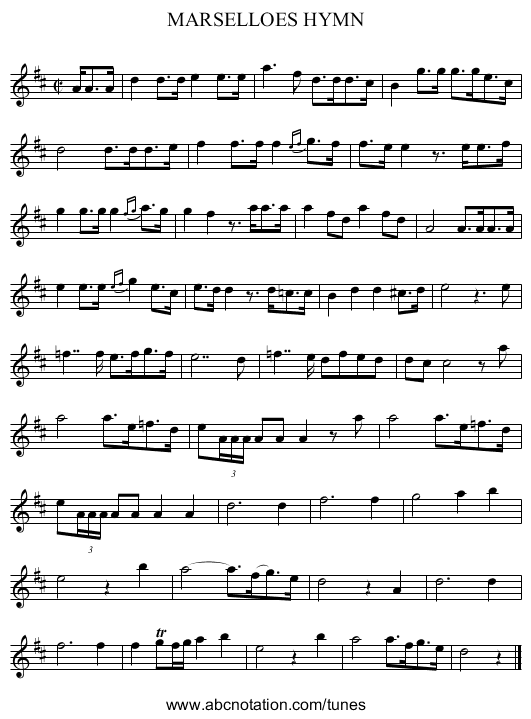 MARSELLOES HYMN - staff notation