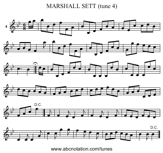 MARSHALL SETT (tune 4) - staff notation