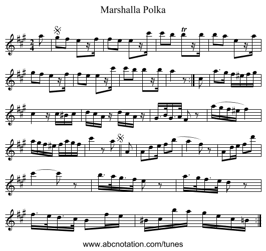 Marshalla Polka - staff notation