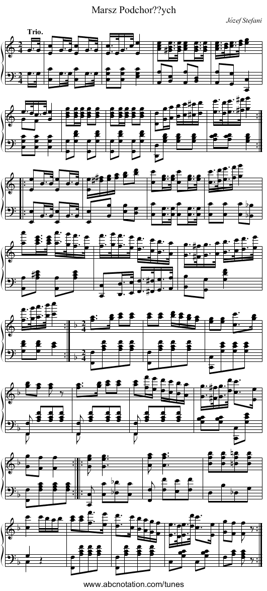 Marsz Podchor??ych - staff notation