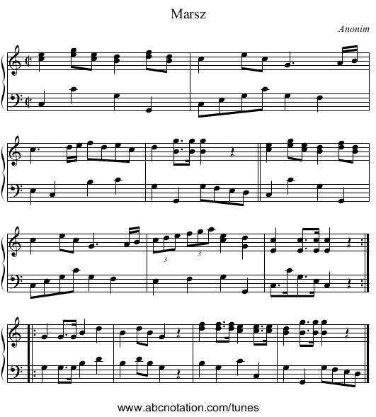 Marsz - staff notation