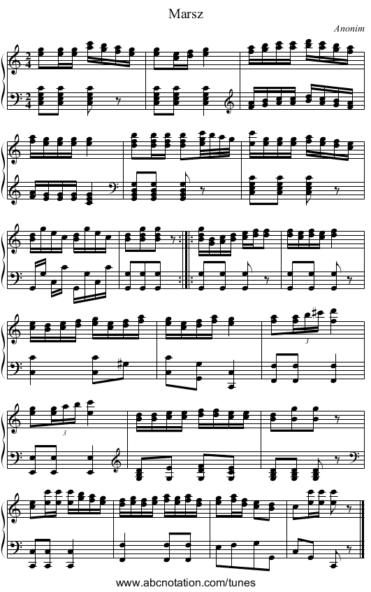 Marsz - staff notation