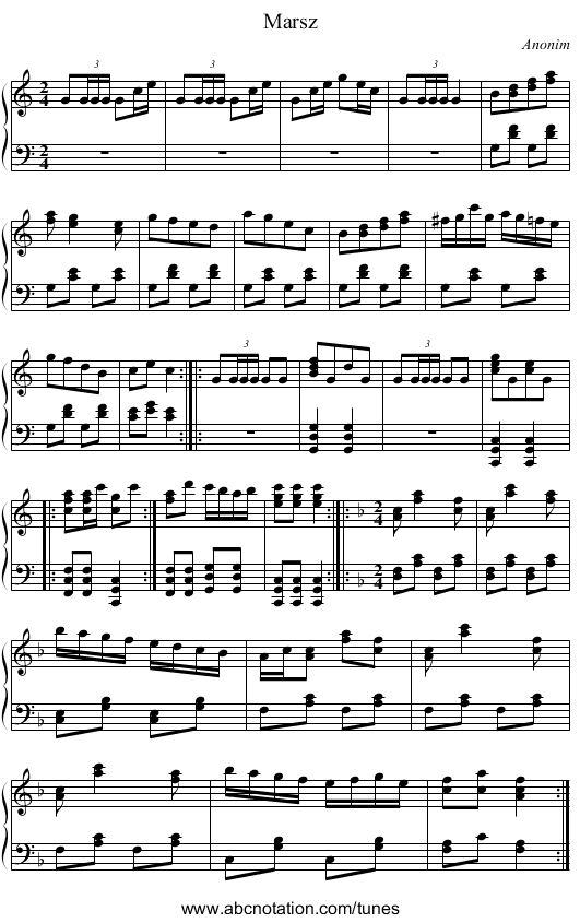 Marsz - staff notation