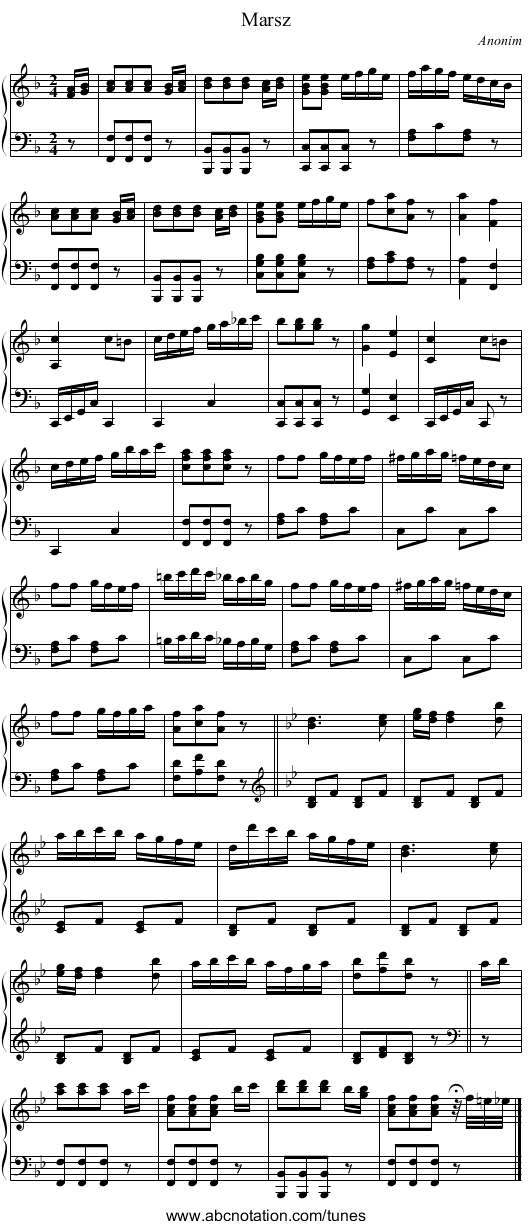 Marsz - staff notation
