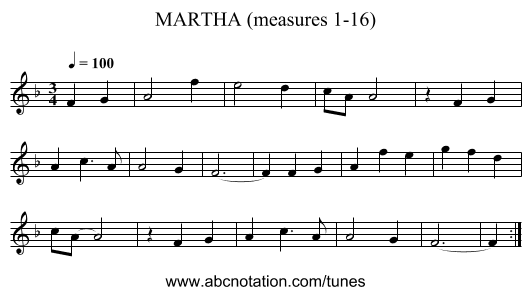 MARTHA (measures 1-16) - staff notation