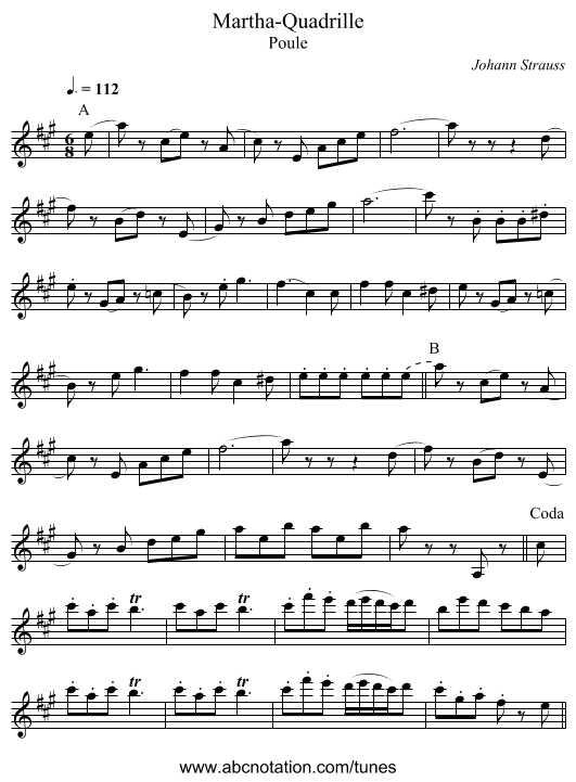 Martha-Quadrille - staff notation