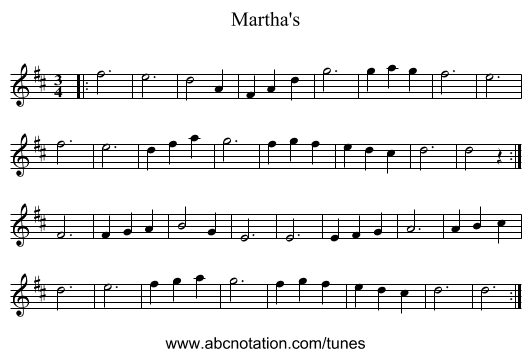 Martha's - staff notation