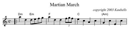 Martian March - staff notation