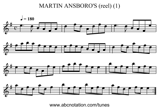MARTIN ANSBORO'S (reel) (1) - staff notation