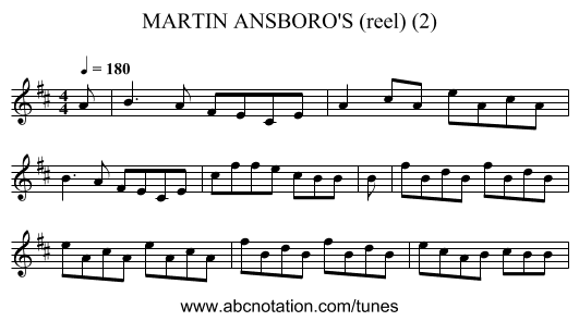 MARTIN ANSBORO'S (reel) (2) - staff notation